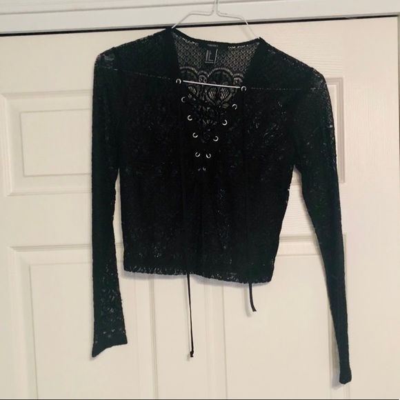 Lace Up Long Sleeve Top - Picture 3 of 3